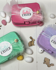 bunte Wachteleierkartons mit Saatbomben