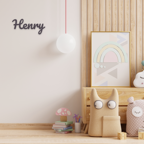 Holzschrift für die Wand1 Holzschrift für die Wand: Name aus Holz in einem Kinderzimmer