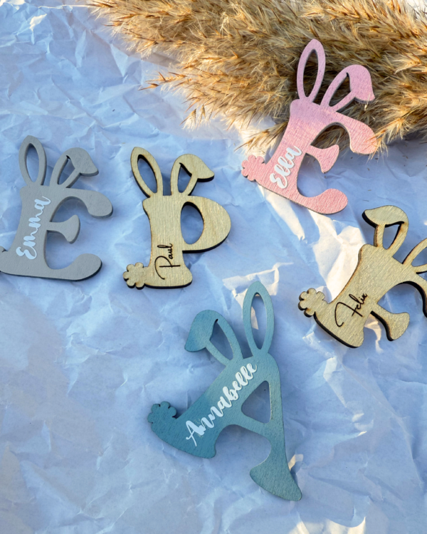 🌸 Neue Hasenbuchstaben Jetzt auch in Farbe! 🐰💖 Letztes Jahr habe ich die Hasenbuchstaben in Natur für euch gemacht und die Rückmeldungen waren einfach so schön! Jetzt freue ich mich, euch die f.zip - 8 Oster Anhänger - außergewöhnliche Buchstaben mit Hasenohren